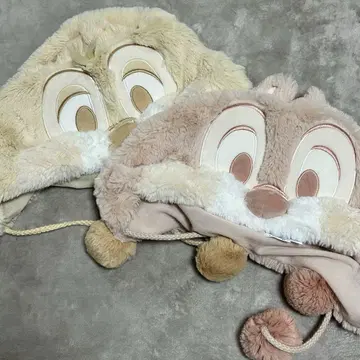 캐릭터 모자 2개 세트 베이지 핑크