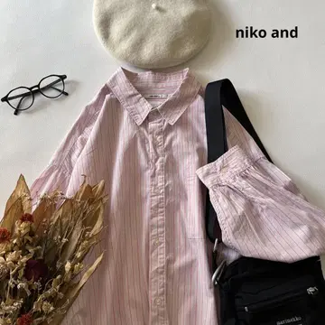 b1334* 니코앤드 마세드 드로스트 리본 코튼 셔츠