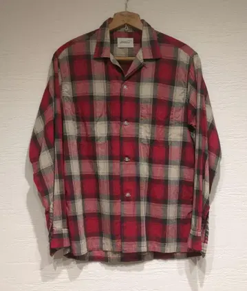 60S Penny's Towncraft 체크 무늬 오픈 카라 셔츠 M
