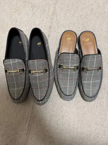 H&M 체크 무늬 로퍼 모카신 모카신 샌들 2종 세트