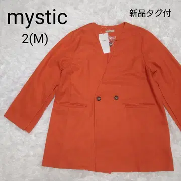 미사용 새상품 mystic 노카라 소매 슬릿 자켓 오렌지 2(M)