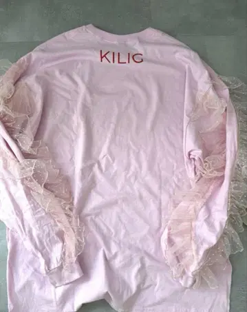 KILIG 레이스 포함 핑크 긴팔 T셔츠