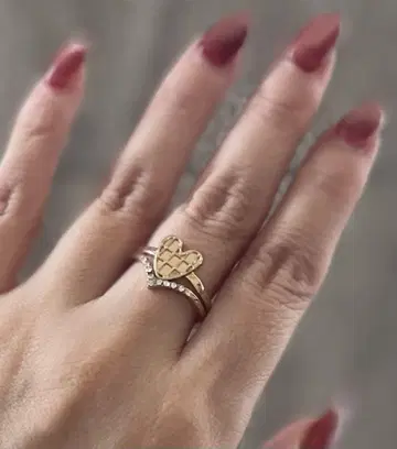 아쉬페프랑스 하트형 크리스탈 스톤 V 반지 2세트 12호