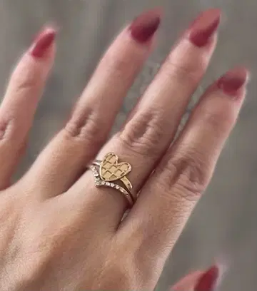 아쉬페프랑스 하트형 크리스탈 스톤 V 반지 2세트 12호