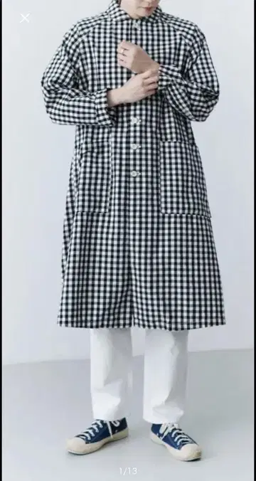 내추럴 랜드리 다프 와셔 이지 코트 블랙깅엄