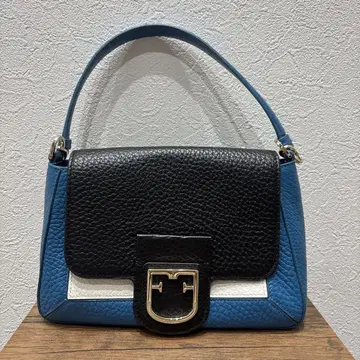 FURLA 가죽 핸드백 파랑/블랙/화이트