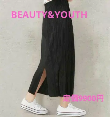 BEAUTY&YOUTH 플리츠 스커트 블랙 체형 커버 슬릿