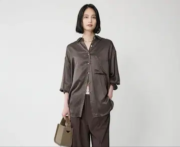 BABYLONE WASH 실크 레이온 셔츠 다크 브라운