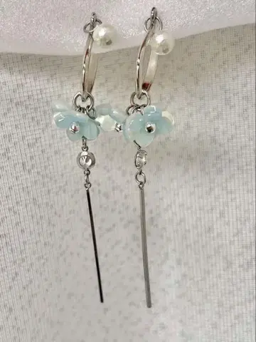 이어 후크 플라워 모티브 액세서리 이어 액세서리 블루