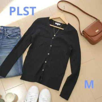 PLST 플라스테 리브 가디건 블랙 M 돌려입기 최적