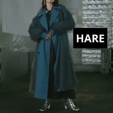 새상품급 HARE 컷오프 튤 트렌치코트 (도킹 시어 소재)