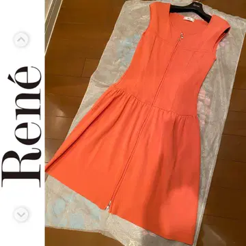 컨디션 최상 Rene 36 살몬 핑크 계열 펄 지퍼 원피스