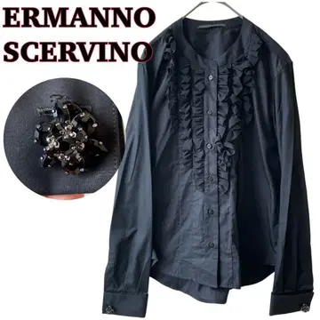 ERMANNO SCERVINO 프릴 셔츠 블라우스 비쥬 포함 40
