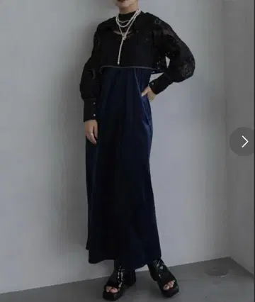 HARE 콤비 원피스 네이비