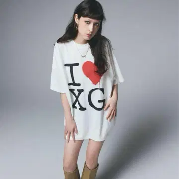 X-girl I LOVE XG BIG TEE DRESS WHITE