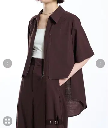 PUBLIC TOKYO 드라이 로스 슬릿 셔츠 BROWN 2