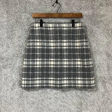 유니클로 UNIQLO 67cm 울 블렌드 미니 스커트 체크 사다리꼴 기모