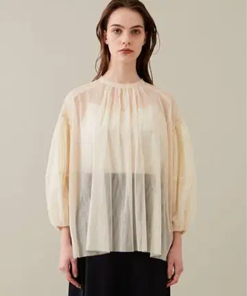 CLANE SHEER TULLE BALLOON SLEEVE TOPS