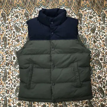 새상품급 UNIQLO 유니클로 나일론 다운 베스트 카키 x 네이비 M