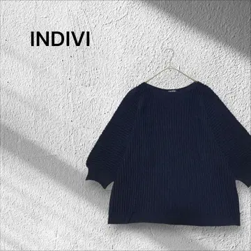 [ 새상품급 ] INDIVI 리브 보트넥 7부 소매 니트 루즈한 사이즈