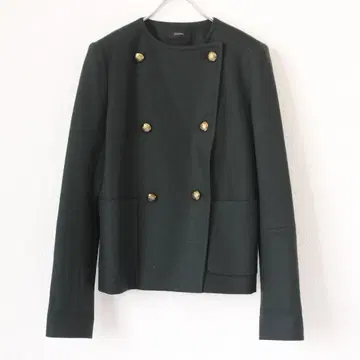 JOSEPH 골드 버튼 노카라 자켓 S 사이즈 그린 울