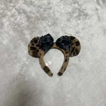 레오파드 무늬 머리띠 블랙 리본 포함