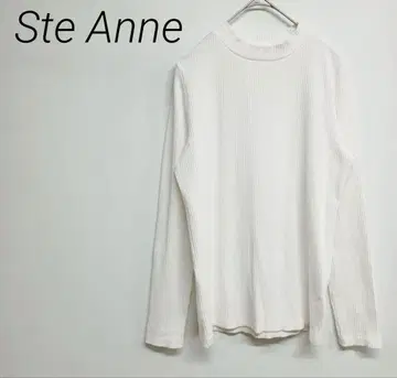 Ste Anne 화이트 리브 긴팔 캐주얼 상의 M 신축성