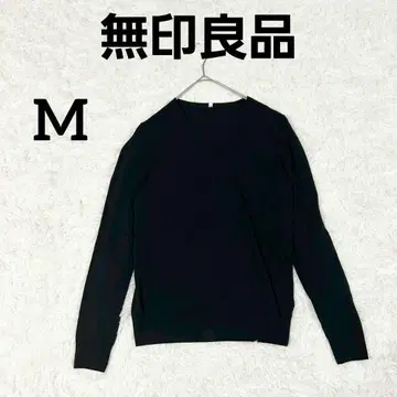 [무인양품] 심플 V넥 니트 M 블랙 얇은 소재 가을 수트 이너