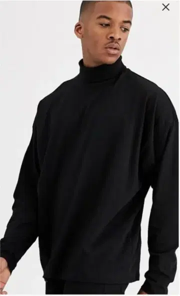 ASOS(아소스) 오버 사이즈 드롭 숄더 롤 넥 블랙