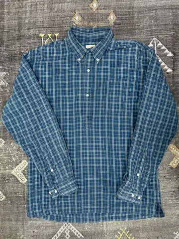 SUGAR CANE 블루 체크 버튼 다운 L