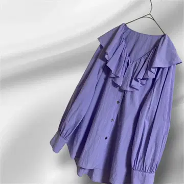 빅 사이즈! 23구 카라 부착 라벤더 블라우스 44