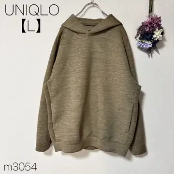 유니클로 울트라 스트레치 드라이 맨투맨 풀 후드티 브라운 L