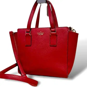 케이트 스페이드 2way 백 숄더 포함 가죽 레드 숄더 가능