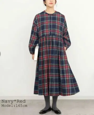 신상품 내추럴 계열 타탄 체크 긴팔 원피스 L~LL 새상품