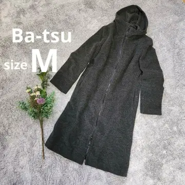 [ 바츠 ] 후드 부착 롱 코트 집업 모 캐시미어 혼방 다크 그레이 M