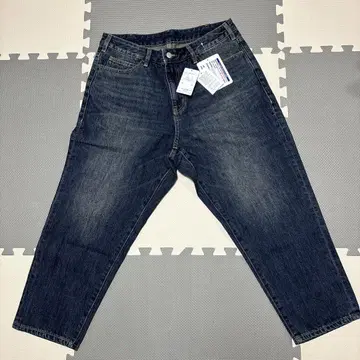다크 블루 와이드 레그 데님 팬츠