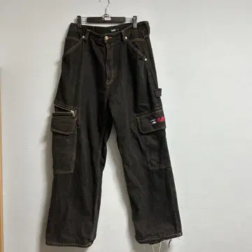 XLARGE INC 데님 카고 팬츠 블랙 카고 팬츠