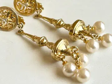 미사용 롱 골드 고급 샹들리에 같은 vintage 귀찌