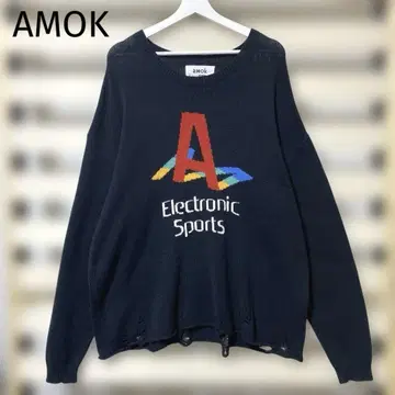 AMOK 아모크 크러쉬 가공 니트 XL 상당 스웨터 블랙