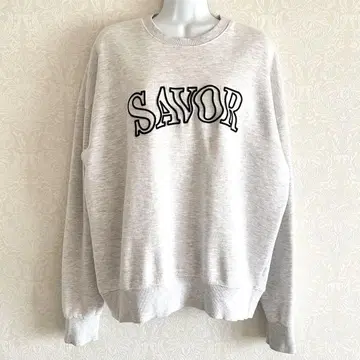 El mar 로고 맨투맨 SAVOR 자수 오버 사이즈 성숙 캐주얼