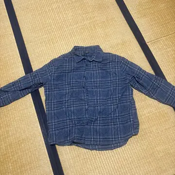 Eddie Bauer 네이비 체크 무늬 긴팔 플란넬 셔츠