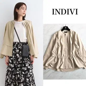 미사용급 24AW 워셔블 발수 페플럼풍 라이트 블루종 INDIVI