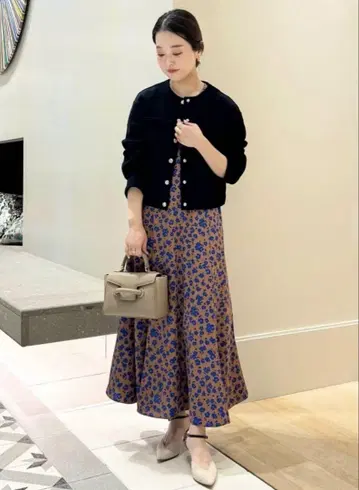 Ballsey 스피어와트 프린트 플레어 슬리브 원피스 34