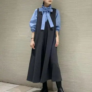 유나이티드 애로우즈 울 저지 V넥 롱 원피스 원피스