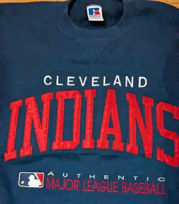 90s 러셀 USA MLB INDIANS 로고 자수 맨투맨