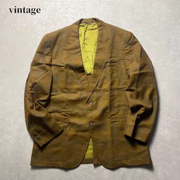 vintage 체크 이지 테일러드 자켓 브라운 울 폴리에스테르 구제 의류