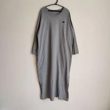 새상품급 THE NORTH FACE 긴팔 롱 원피스 자수 로고 그레이