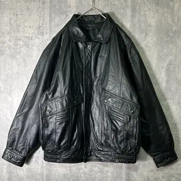 최상급 카우 레더 자켓 크롭 블랙 소가죽 빈티지 어깨 패드 없음