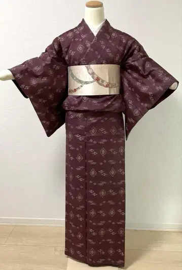본토 류큐 명주 류큐 무늬 적자색 단의 미사용품