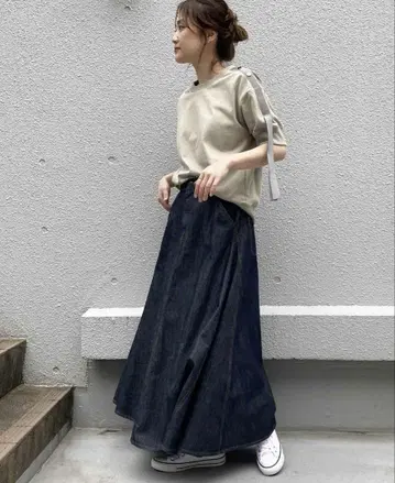 piccin 절개 데님 스커트 S